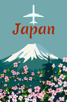 Samolepka Travel poster mount Fuji Japan retro