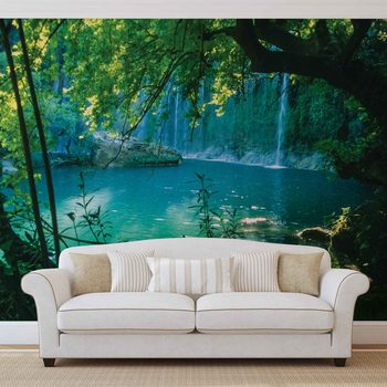 Ταπετσαρία τοιχογραφία  Tropical Waterfall Lagoon Forest