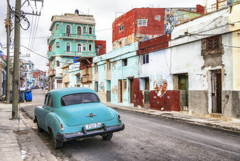 Εκτύπωση τέχνης κατόπιν ζήτησης  Turquoise Classic Car in Havana