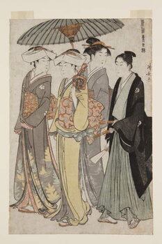 Vászonkép Two Daughters of a Bannerman with a Serving Woman and a Young Man