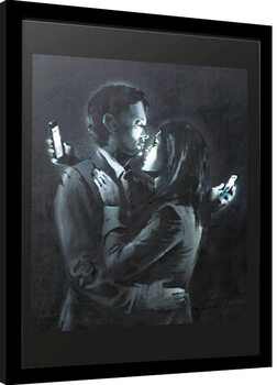 Keretezett Poszter Banksy - Brandalized mobile phone Lovers