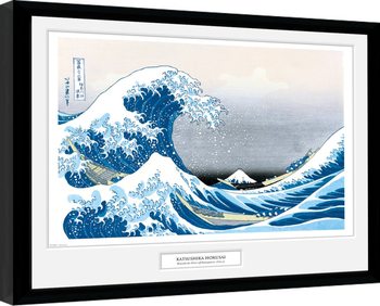 Keretezett Poszter Kacušika Hokusai - A nagy hullám Kanagavánál