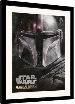 Keretezett Poszter Star Wars: The Mandalorian - Helmet