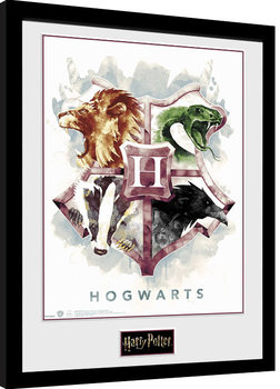 Uokvirjeni plakat Harry Potter - Hogwarts Water Colour