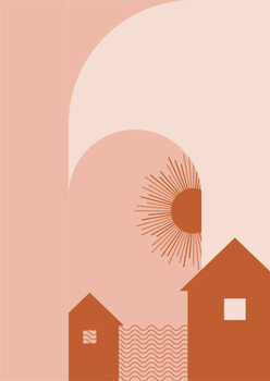 Vászonkép Simple home shape Flat Boho Geometric