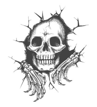 Vászonkép Skull with hands