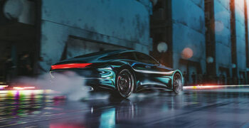 Vászonkép Speeding futuristic car