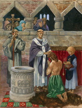 Vászonkép St Augustine baptising King Ethelbert