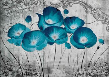 Ταπετσαρία τοιχογραφία  Vintage Flowers Blue Grey