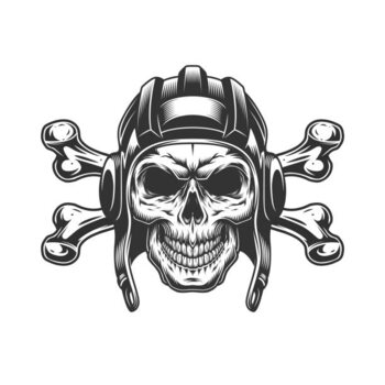 Tričko Vintage monochrome skull in tankist helmet