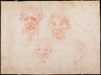 Bild auf Leinwand W.33 Sketches of satyrs' faces