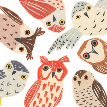 Ταπετσαρία τοιχογραφία A Parliament Of Owls, 2018, collagraph collage