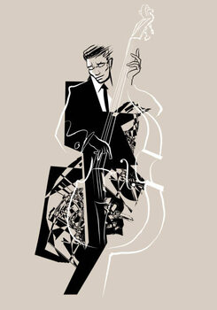 Wall Mural Double bass player