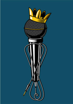 Wall Mural Microphone with kings crown.