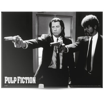 Metalen wandbord Pulp Fiction - Black and White Guns