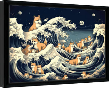 Poster incorniciato Wave Collection - Shiba Waves
