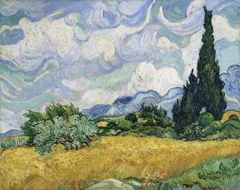 Obraz na plátně Wheatfield with Cypresses, 1889