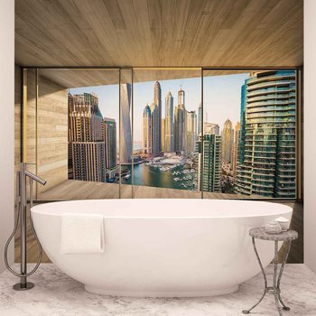 Ταπετσαρία τοιχογραφία  Window Dubai City Skyline Marina
