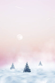 Samolepka Winter minimalist landscape. Christmas trees against
