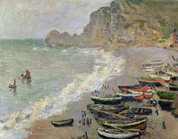 Εκτύπωση καμβά Etretat, beach and the Porte d'Amont, 1883