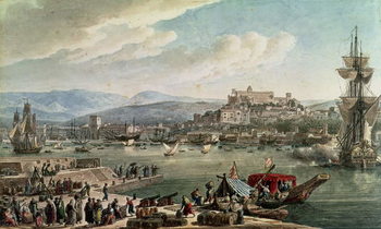Εκτύπωση καμβά The town and harbour of Trieste seen