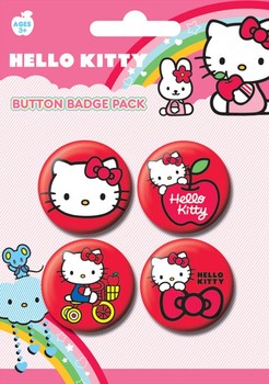 Значка комплект 4 броя HELLO KITTY - red