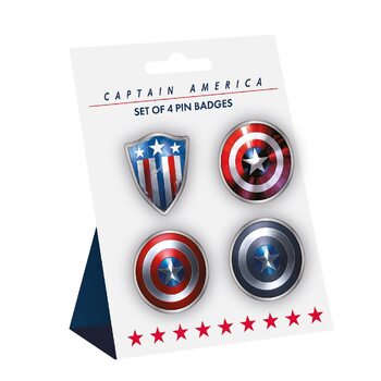 Комплект значки 4 броя Marvel - Captain America‘s Shield