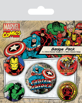 Комплект значки 4 броя Marvel Retro - Captain America