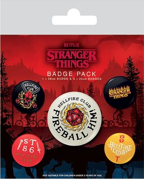 Комплект значки 4 броя Stranger Things 4 - Hellfire Club