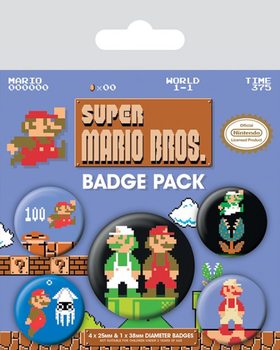 Комплект значки 4 броя Super Mario Bros. - Retro