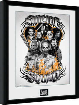 Плакат у рамці Suicide Squad- Group Orange Flame