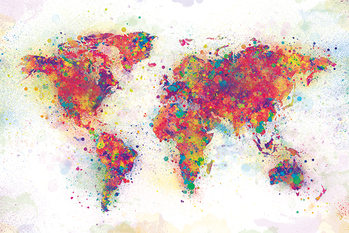 World Map - Colour Splash Плакат