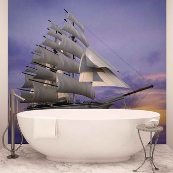 Sailing Ship Sunset Фотошпалери