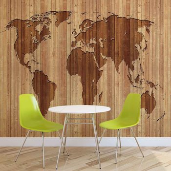 World Map Wood Фотошпалери