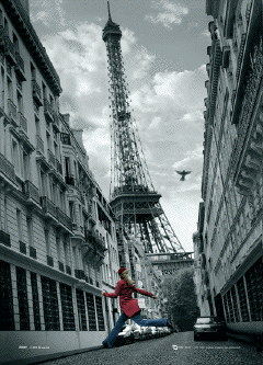 Poster 3D incorniciato Parigi - skipping girl
