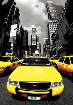 Poster 3D incorniciato New York city - yellow cabs