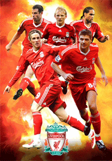 Poster 3D incorniciato LIVERPOOL - players 09/10 3D