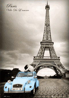 Póster 3D enmarcado París - romance