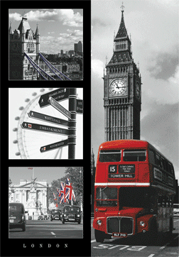 Gerahmtes 3D-Poster London - red bus