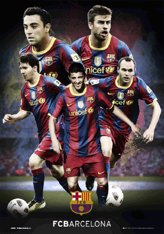 Gerahmtes 3D-Poster BARCELONA - players 2010