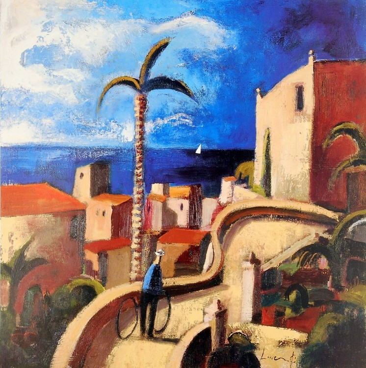 Kunstdruk Casa con Jardin