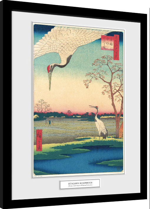 Rámovaný plakát Hiroshige - Minowa, Kanasugi at Mikawashima