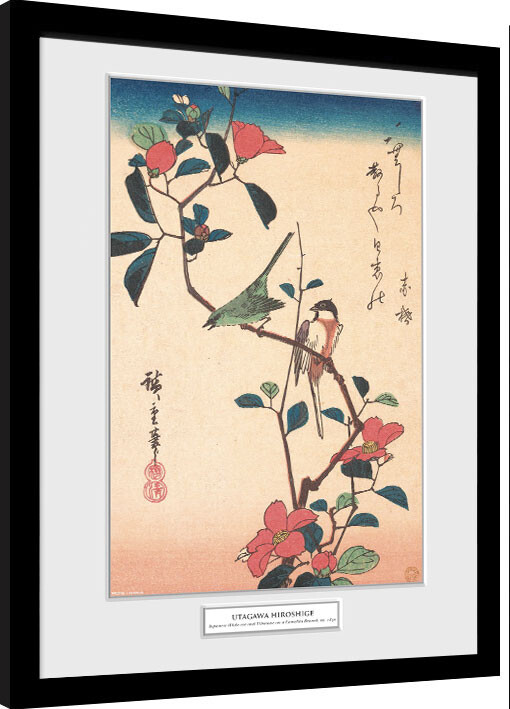Poster incorniciato Hiroshige - Japanese White-eye and Titmouse