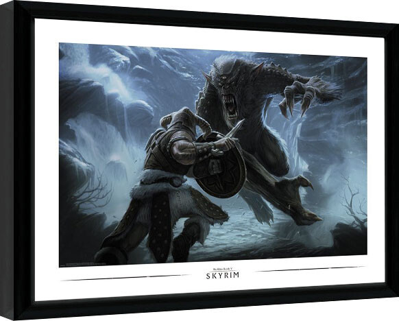Framed Poster Skyrim - Troll Fight