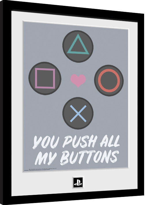 Framed Poster Playstation - Push My Buttons