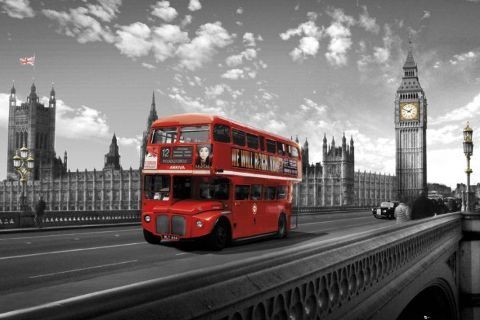 Plakát Londýn - westminster bridge bus