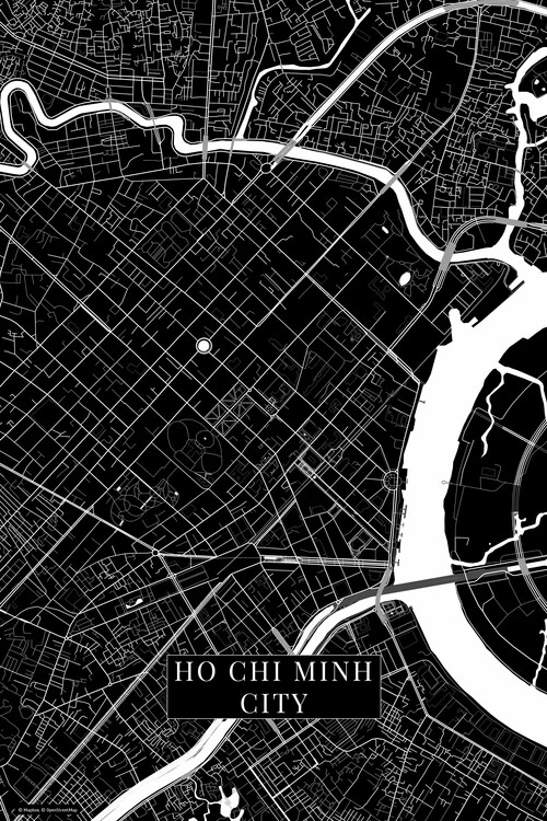 Plakát, Obraz - Ho Chi Minh City black, 26.7 × 40 cm
