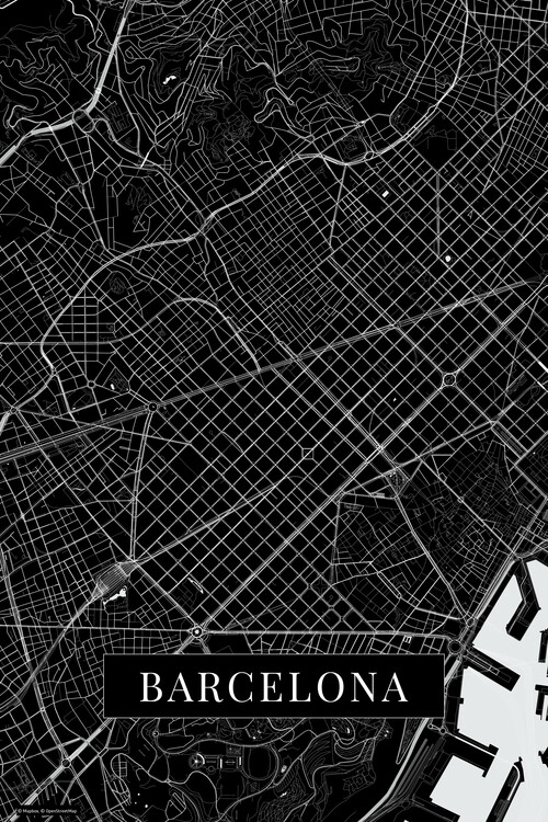 Poster Barcelona black