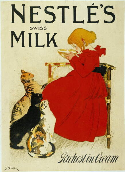 Levně Plakát, Obraz - Nestle Advertising: “” Nestle's swiss milk””., Steinlen, Theophile Alexandre, 30 × 40 cm