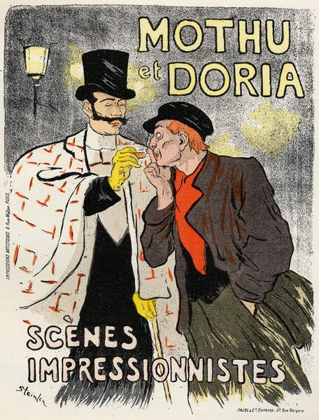 Levně Plakát, Obraz - Art. Entertaiment. The singers Mothu and Doria., Steinlen, Theophile Alexandre, 30 × 40 cm